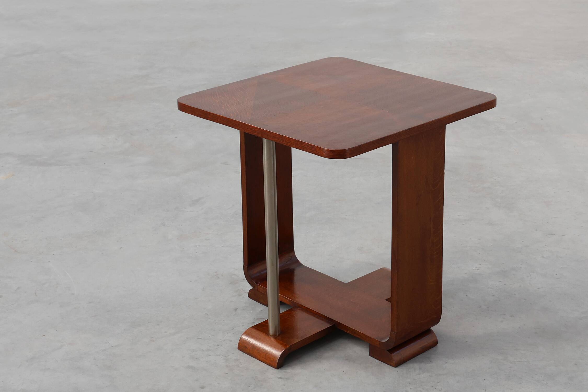 Art Deco square side table in oak veneer, France ca. 1925