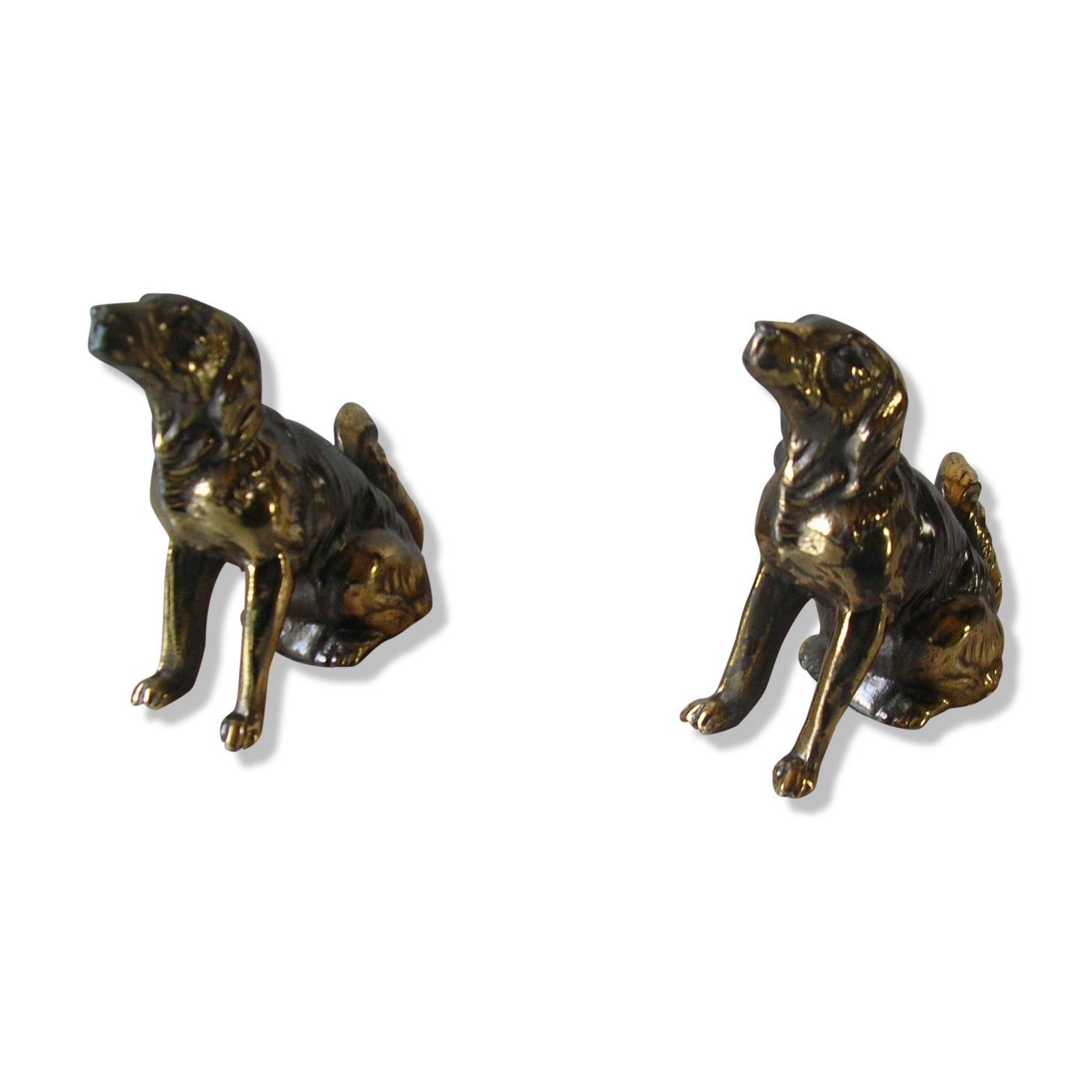 Old pair of greenhouse books statue regulates dog spaniel marble base Marbrolux