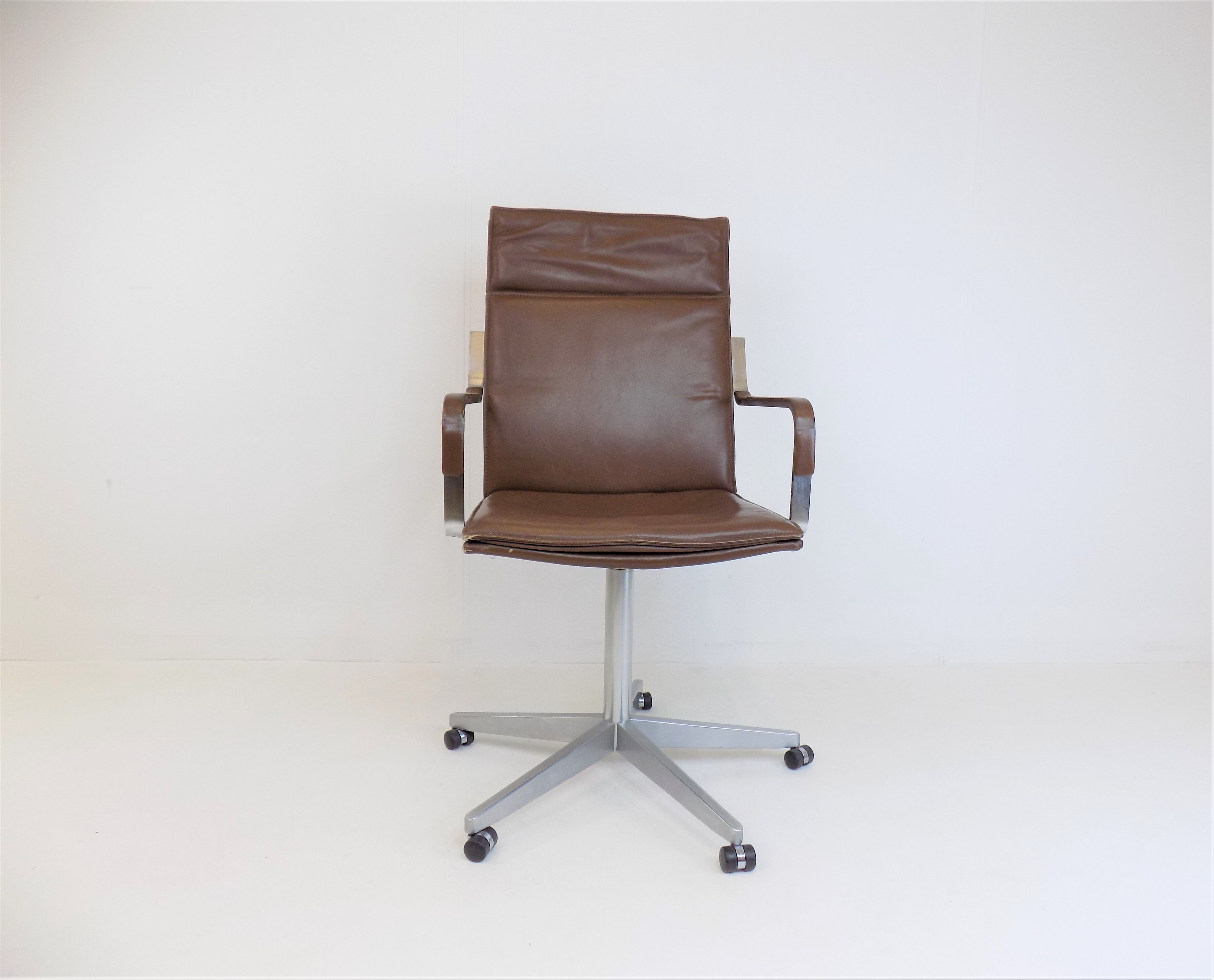 Rudolf Glatzel Leather Office Chair, Knoll