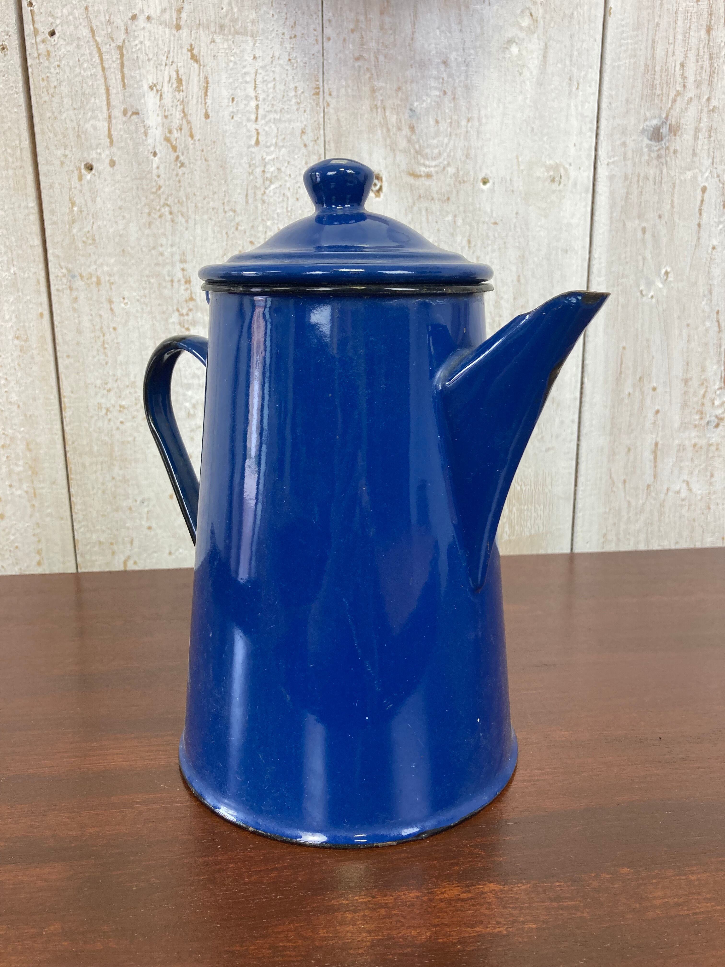 Blue enamelled coffee maker
