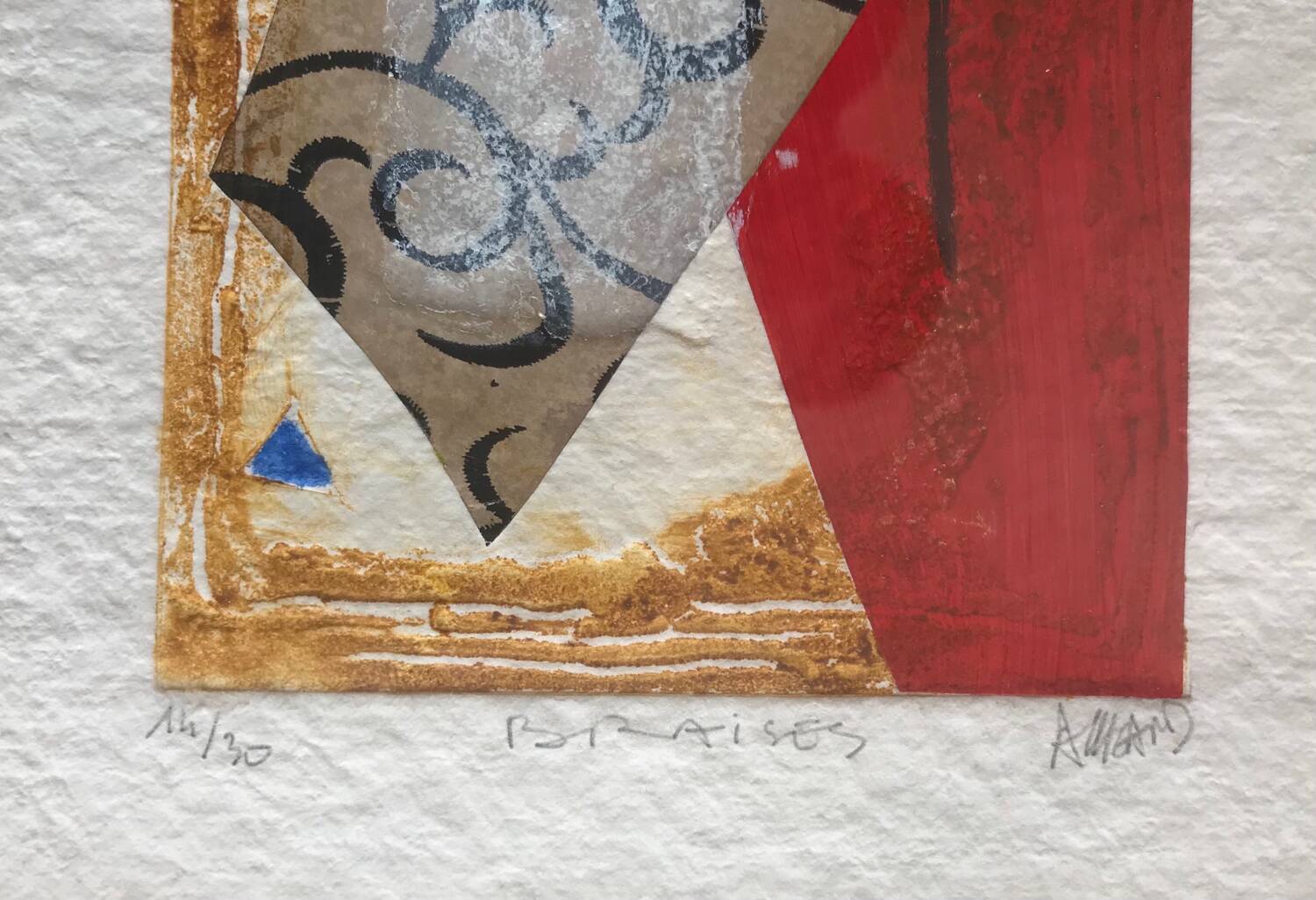 Bernard alligand (1953). embers, 2002. carborundum engraving and collage.