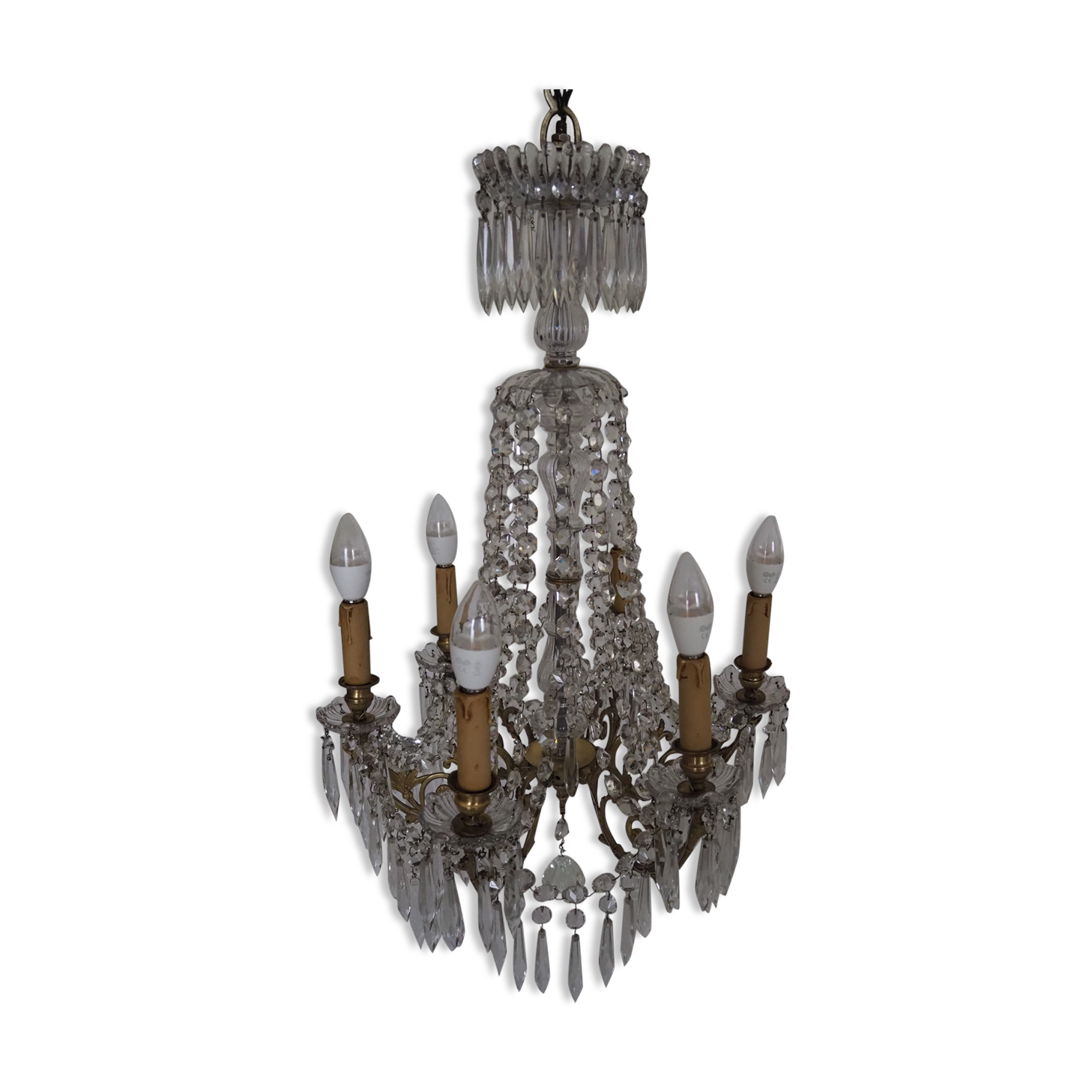 Napoleon III chandelier with crystal pendants, signed Portieux 19th century