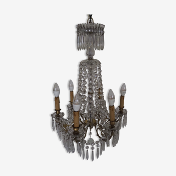 Napoleon III chandelier with crystal grapevines, signed Portieux XIXth Century