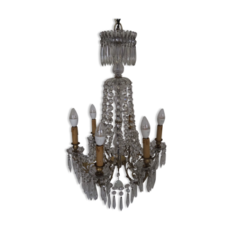 Napoleon III chandelier with crystal grapevines, signed Portieux XIXth Century