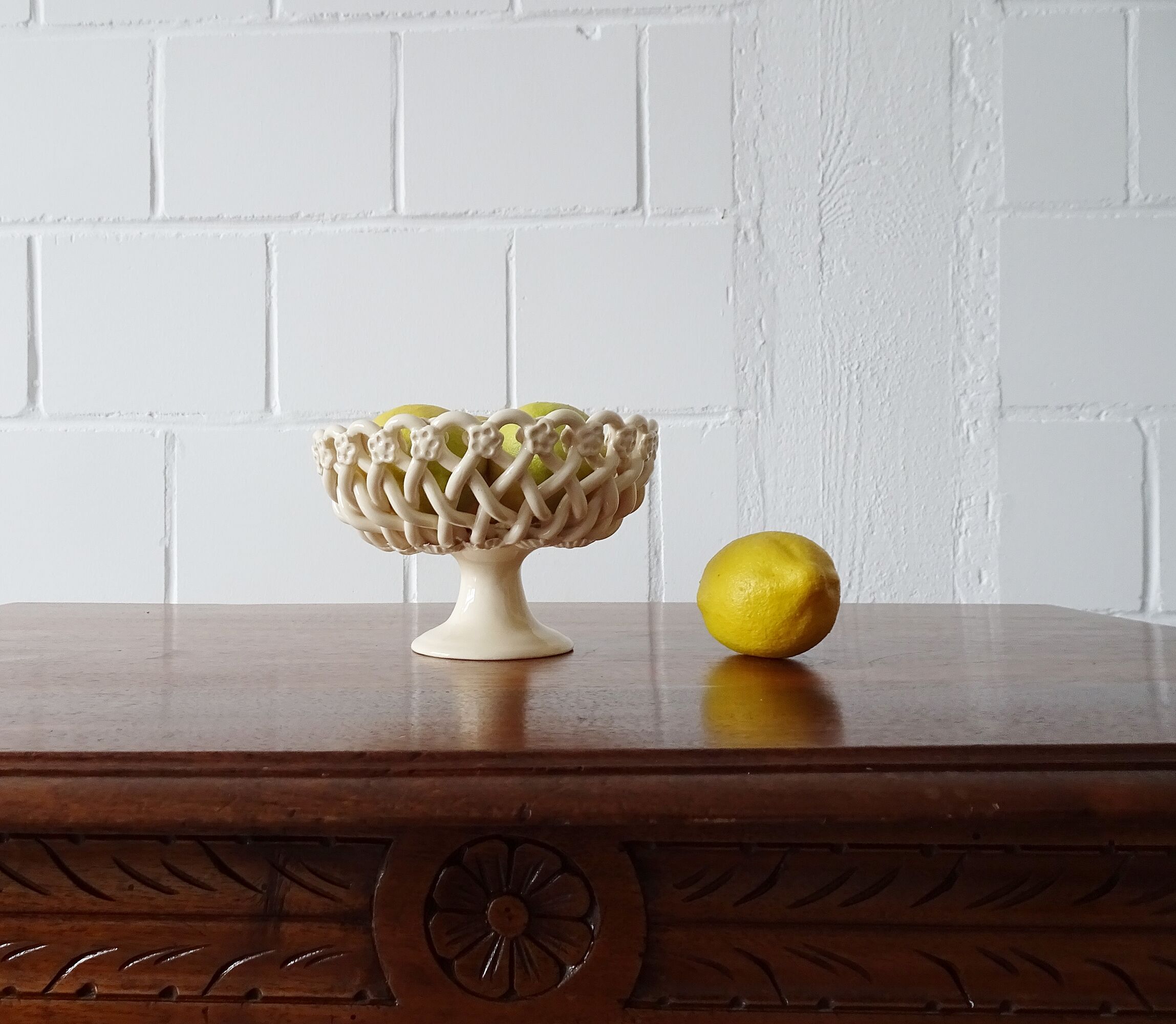 Christophe Pichon Uzes ceramic bowl, Pichon fruit bowl in a woven flower pattern