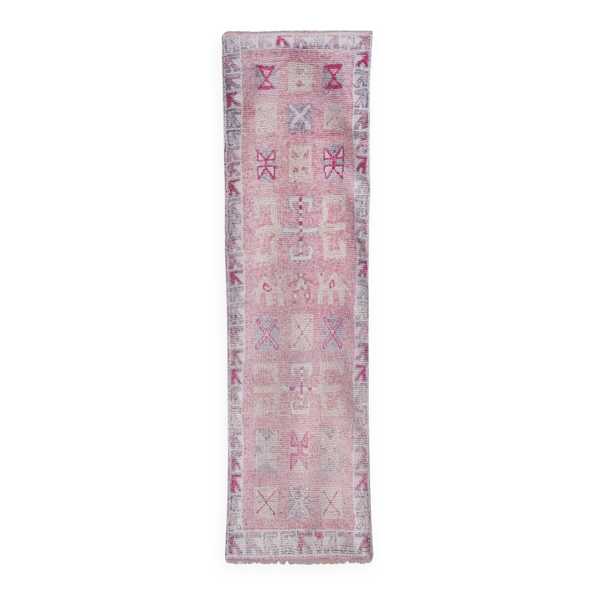 Tapis de couloir turc vintage 87x297 cm