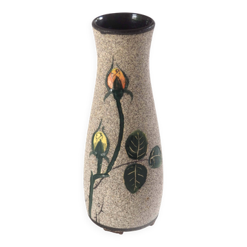 1950s vase, rosebuds and sandblasted appearance