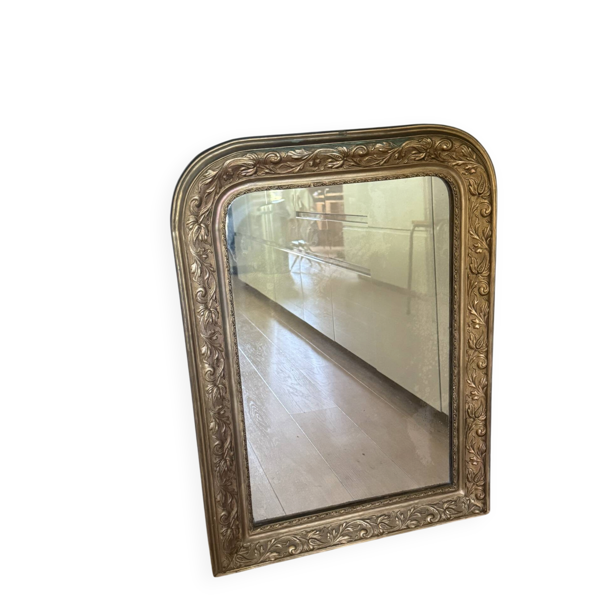 Golden mirror with mouldings