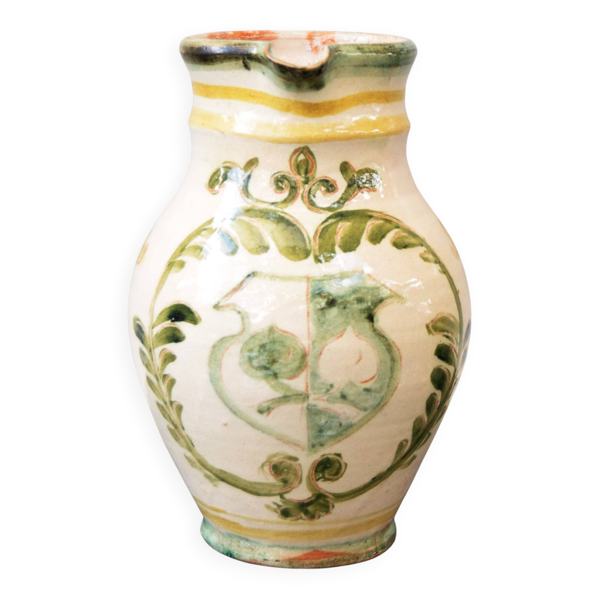 Cider or Wine Glazed Jug Germany Pottery Hand Painted Coat Of Arms Decorati