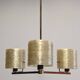Three-light chandelier in mother-of-pearl and brass, Maison Arlus, France, circa 1950.