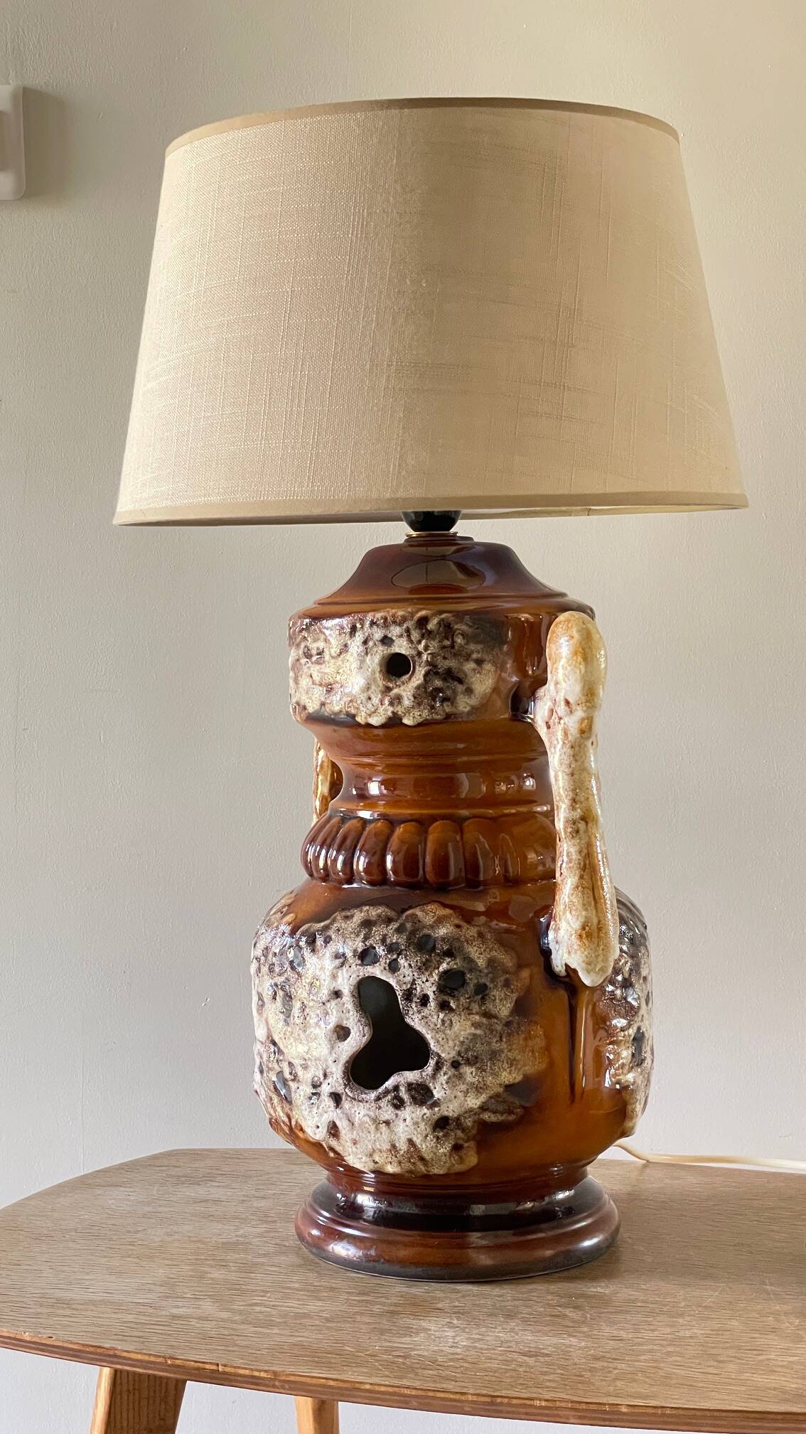 Lamp ceramic fat lava double lighting 70s