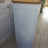 Display case, old shallow sideboard re-enchanted in cloud gray.