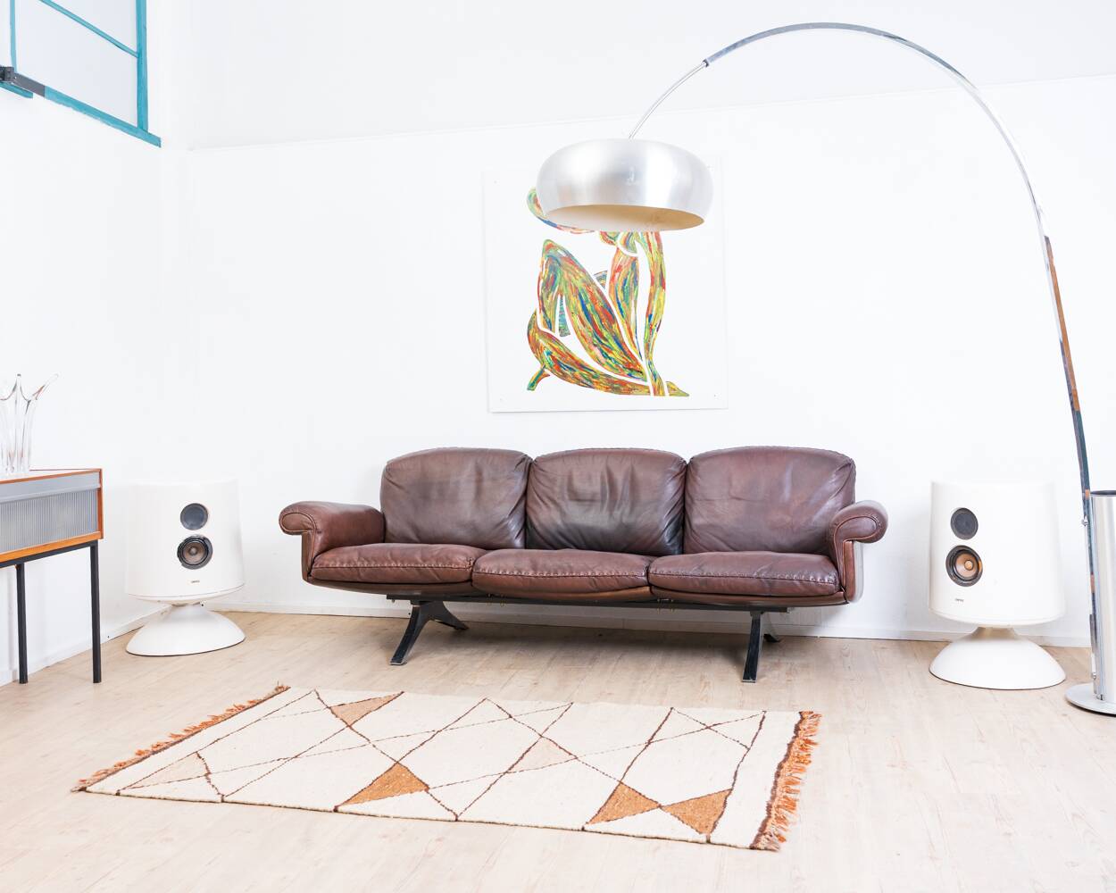 Brown leather 3-seater sofa by Sede, model DS 31, vintage 1960s.
