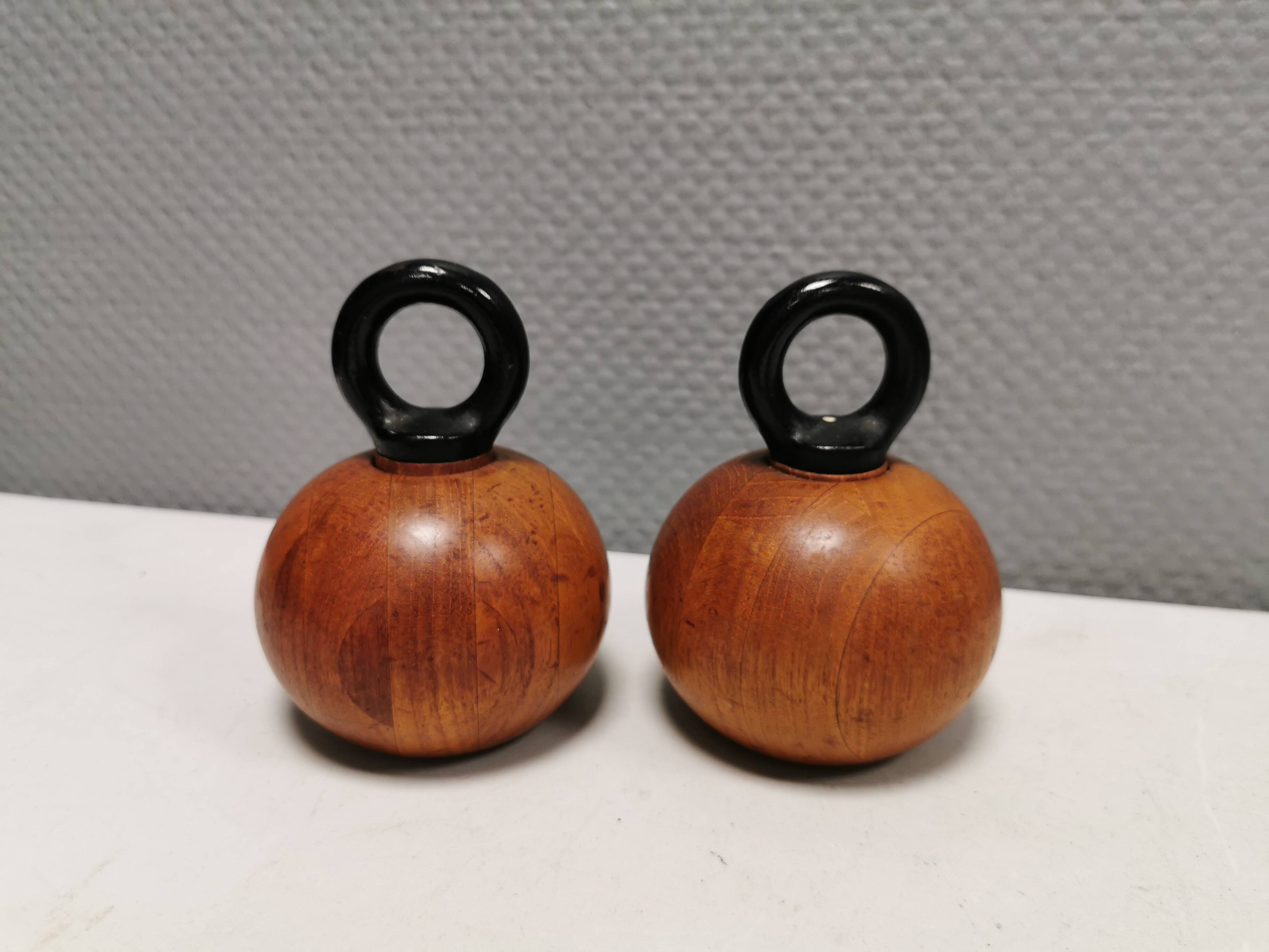 Pepper and salt grinders designed by nissen denmark in teak