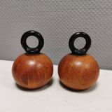 Pepper and salt grinders designed by nissen denmark in teak