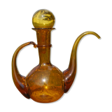 Pourer, Biot amber bubbled glass carafe.