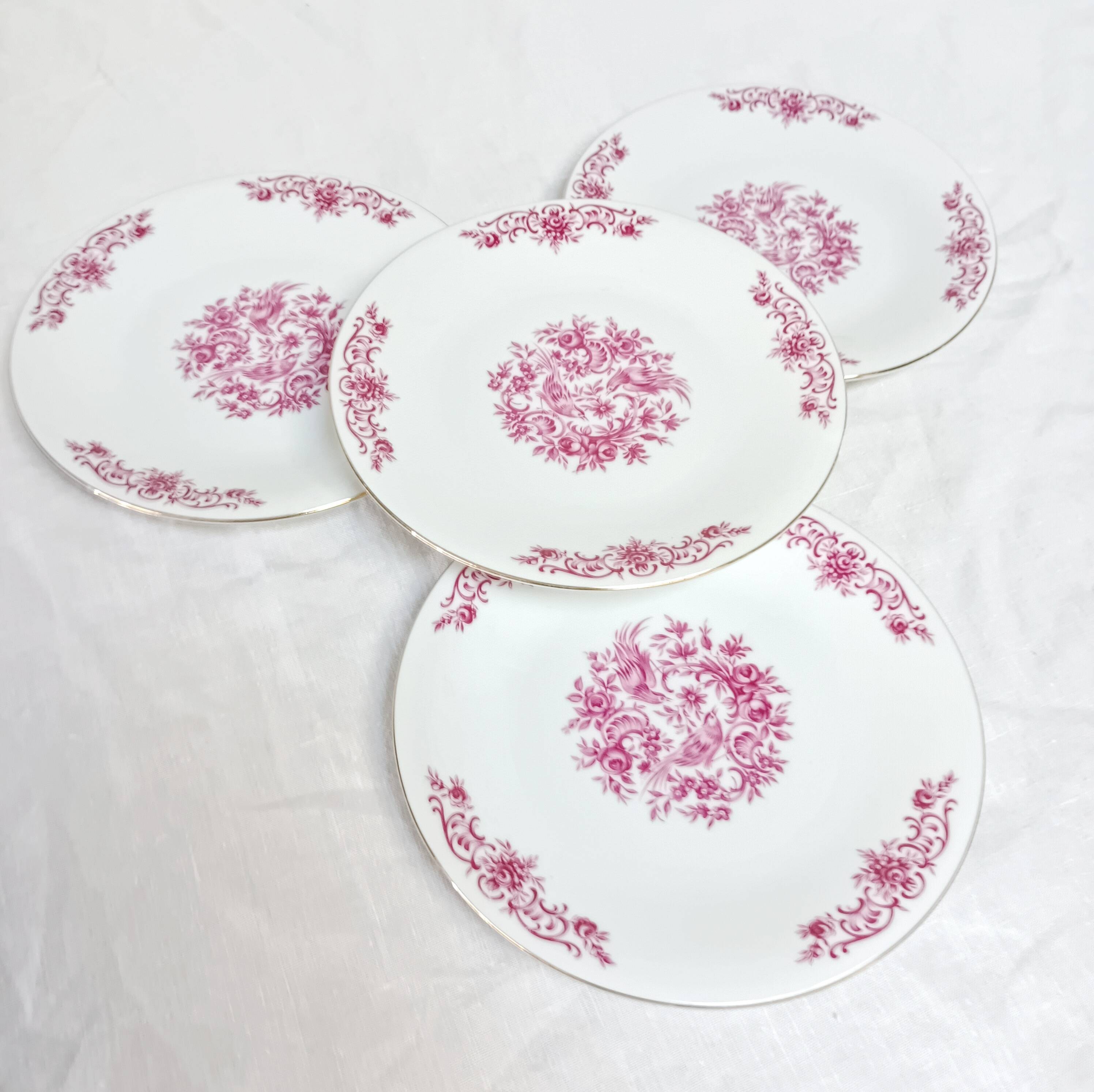 4 flowery dessert plates Bavaria