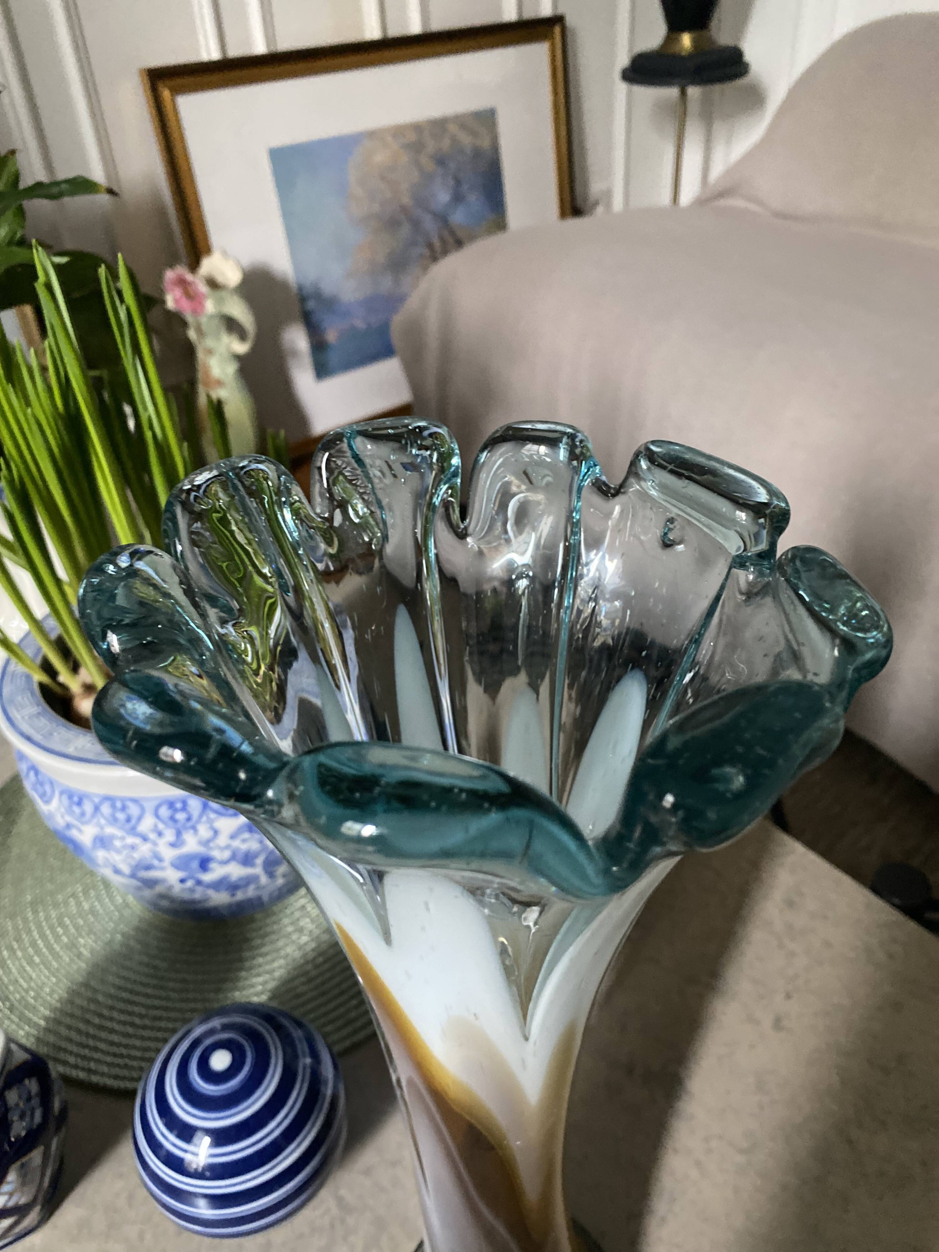 Vase Murano bleu orangé