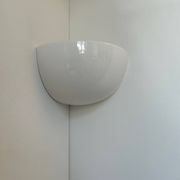 Vintage corner wall light, glossy white porcelain, France 1970