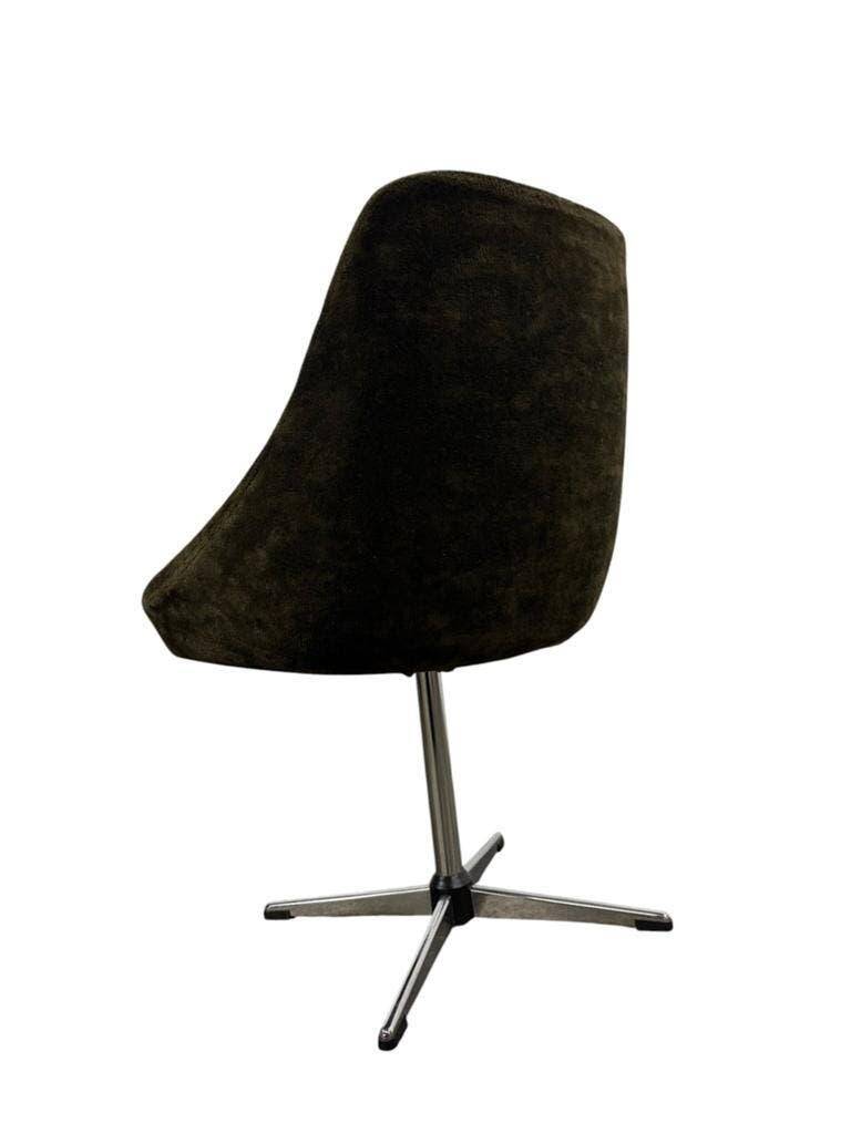 Fauteuil vintage marron sur pied étoile chromé
