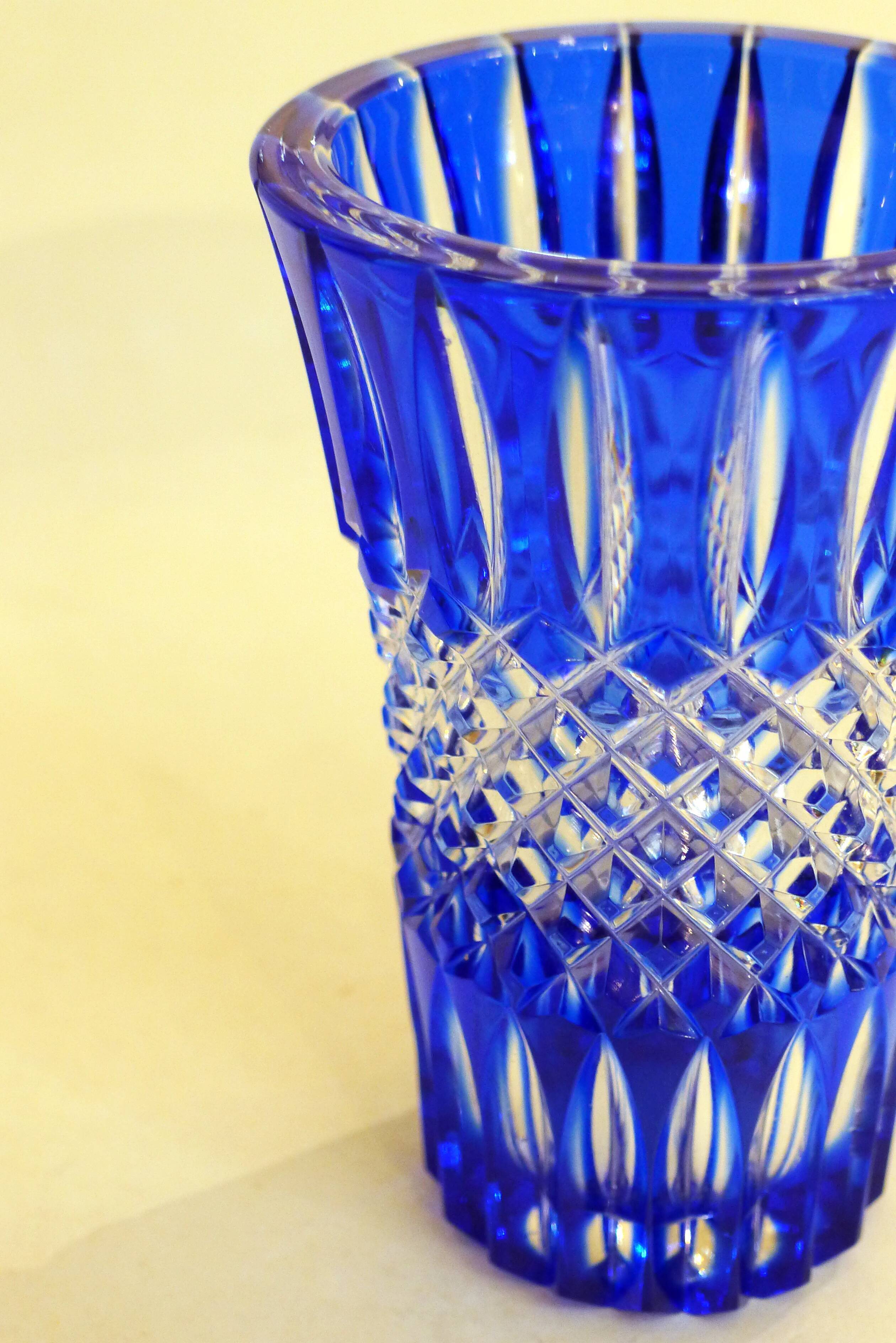 Cobalt blue cut vase