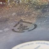 Signed églomisé glass vase, unique piece, France, circa 1980, 46 cm