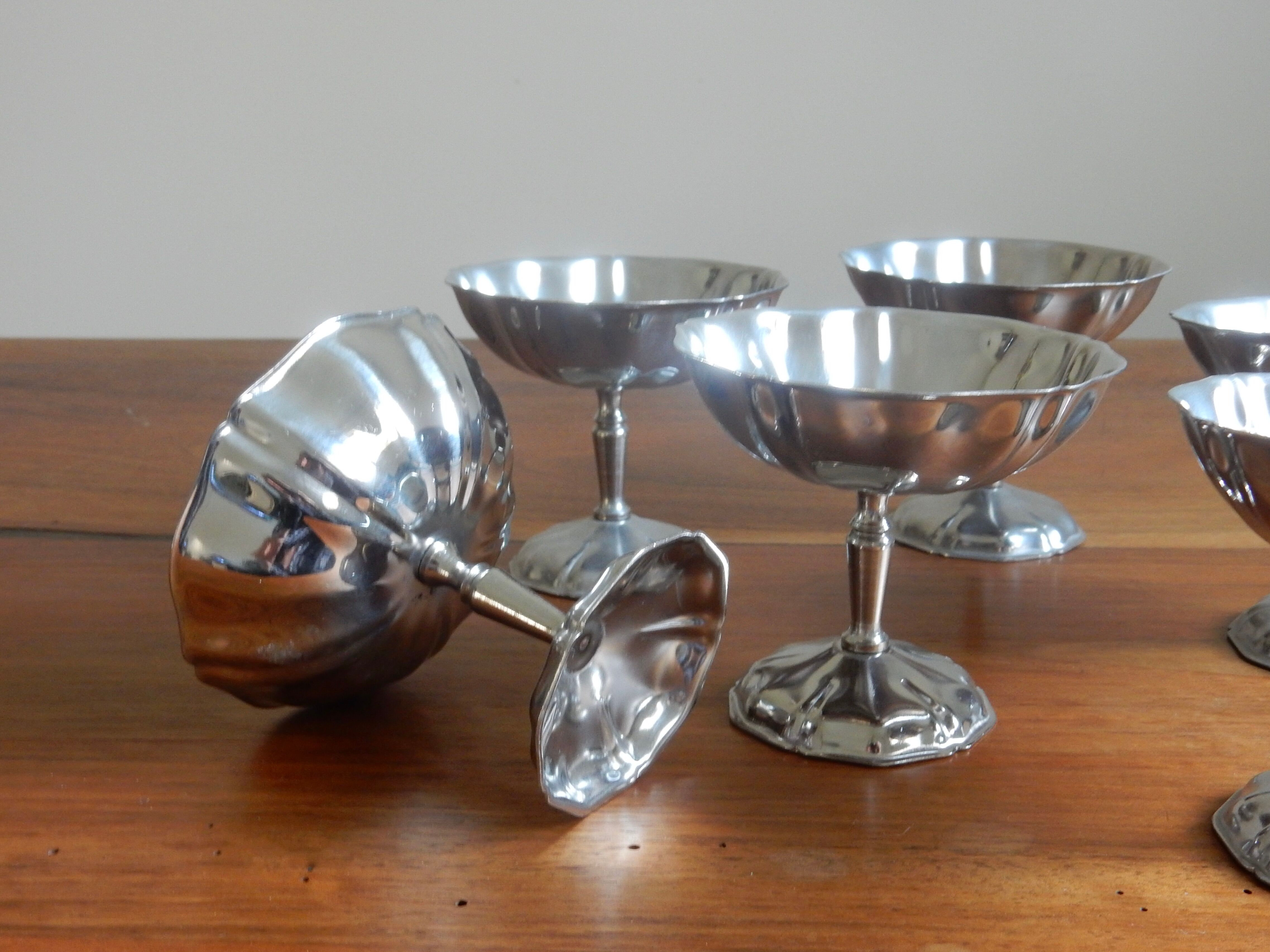 6 silver stainless steel ice cups