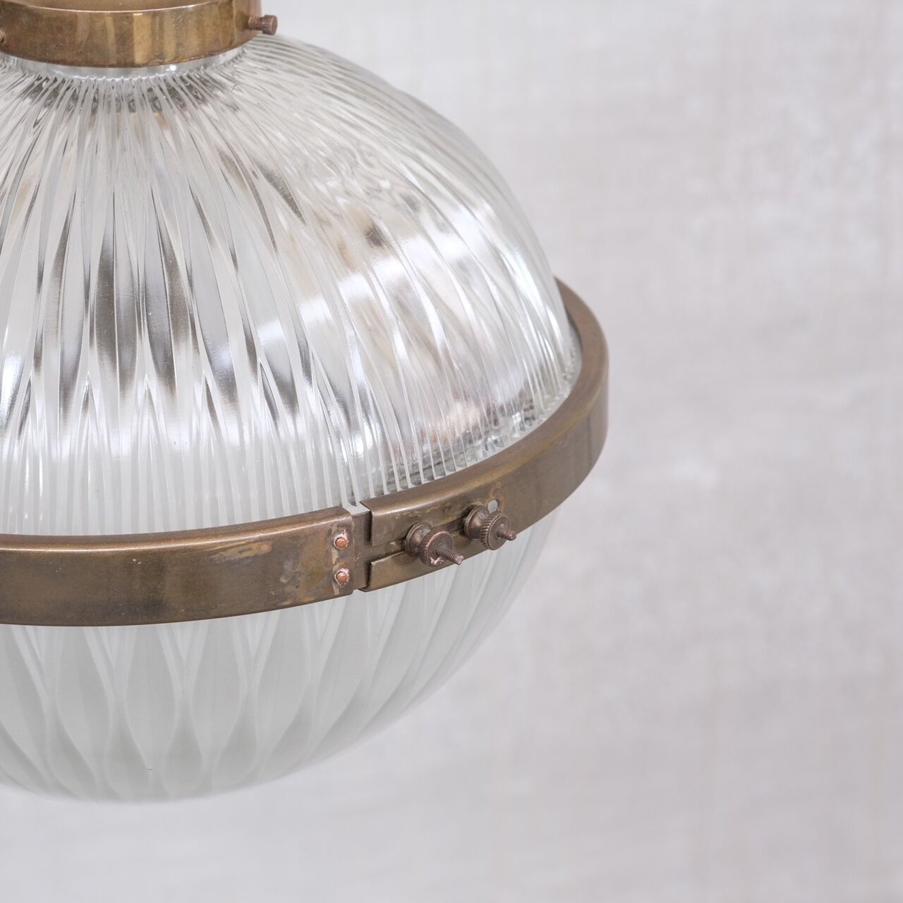 French Antique Prismatic Glass and Brass Pendant Light