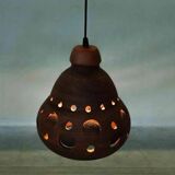 Suspended Japandi lamp in ceramic from the 60s/70s, vintage boho lamp.