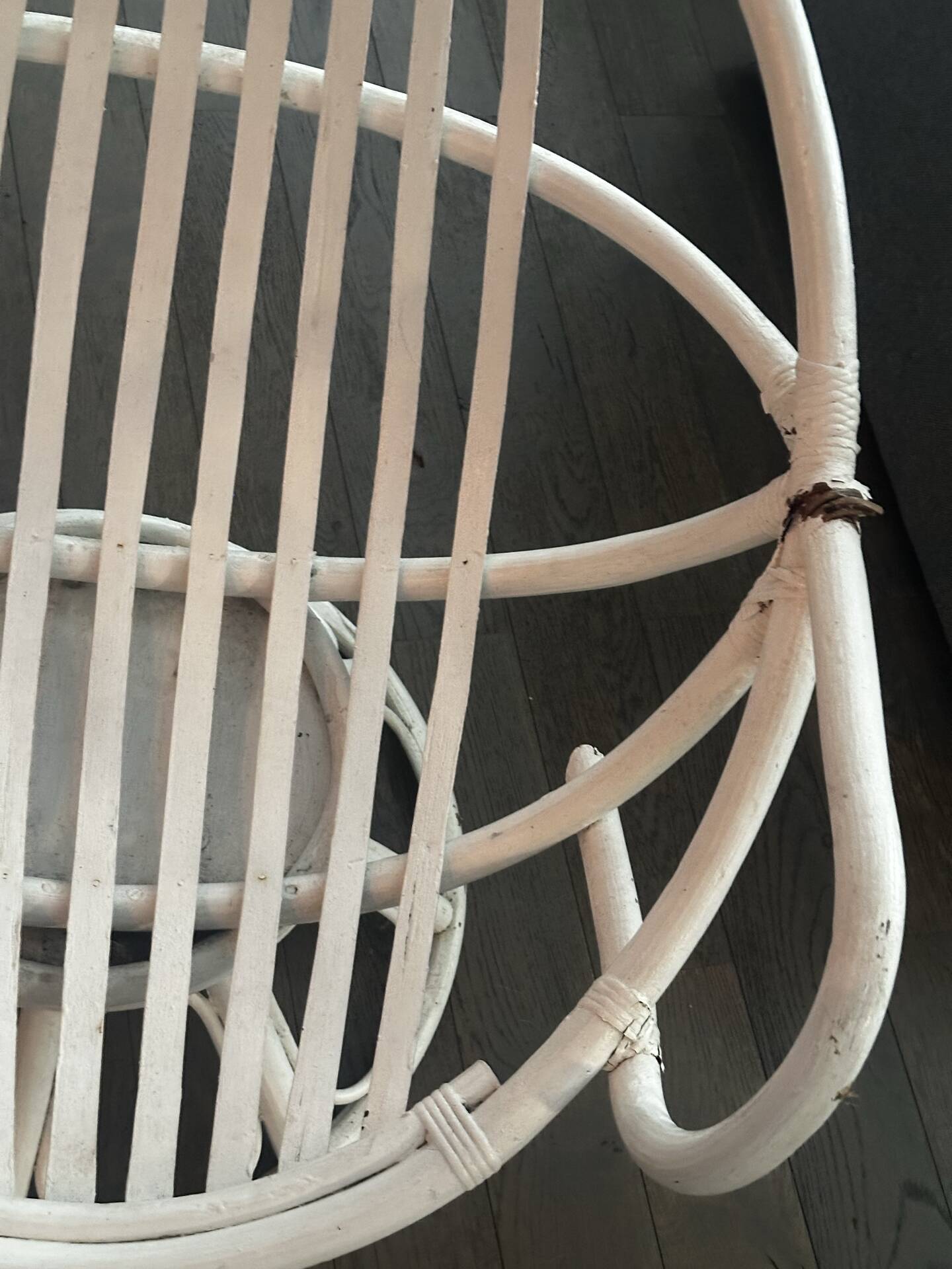 Vintage armchair in white lacquered rattan