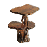Tronc d’arbre en bois organique sculpté plante stand table d’appoint, années 1950.