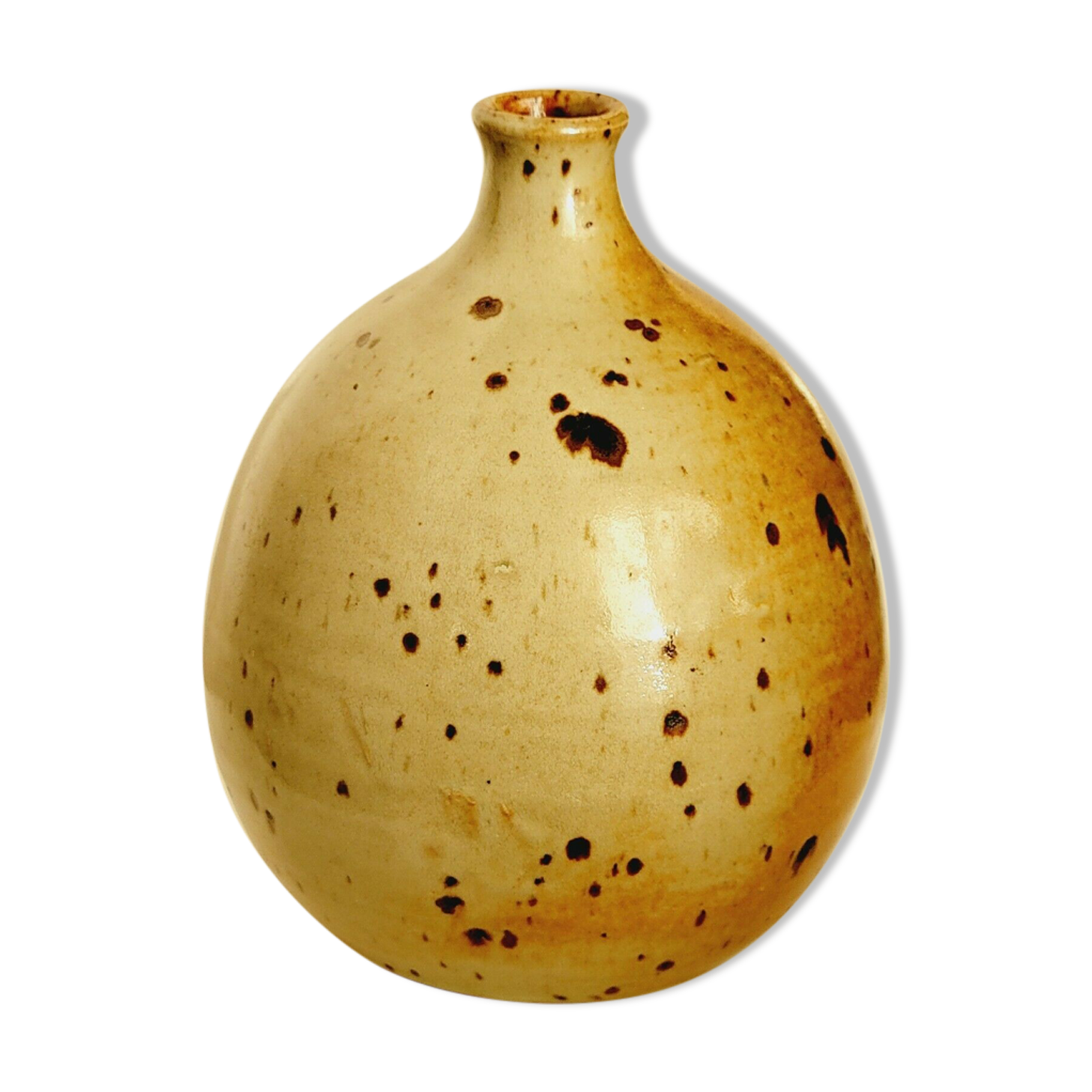 Vintage stoneware ceramic ball vase