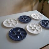 6 white porcelain oyster plates
