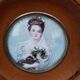 miniature painting. Young girl with dog. Signed Dallery.