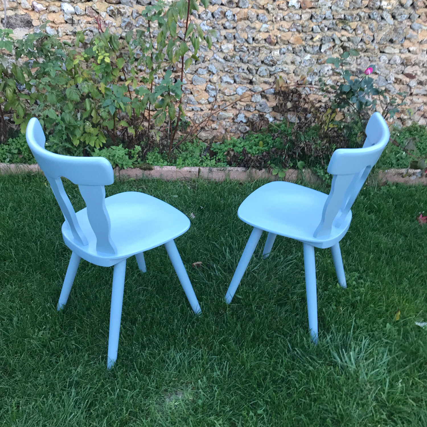 Pair of vintage baumann blue chairs 70