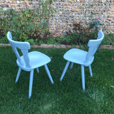 Pair of vintage baumann blue chairs 70