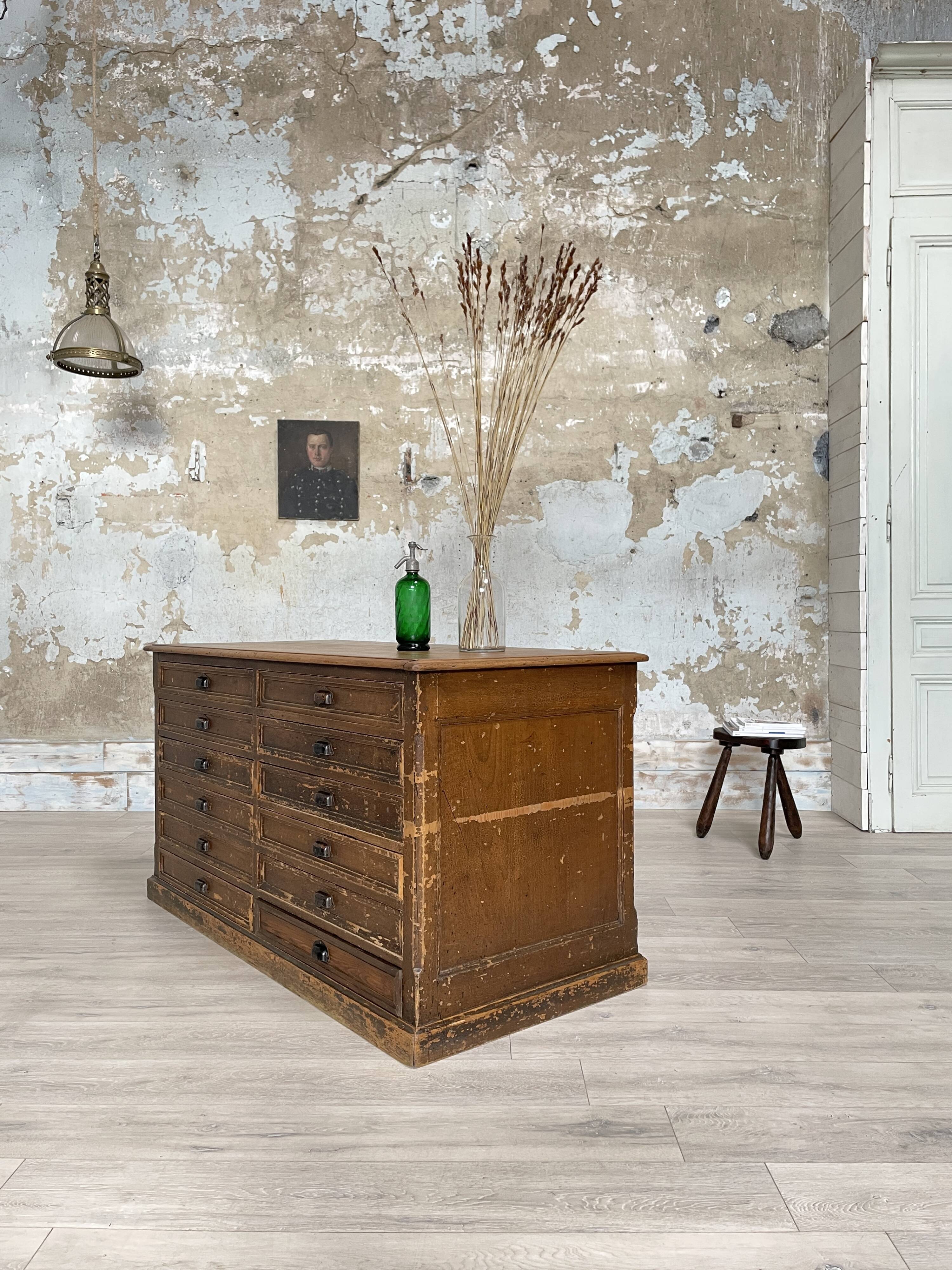 Double-sided trade counter with drawers, circa 1900