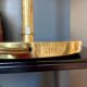 Pair of "Senator" lamps in brass and opaline.