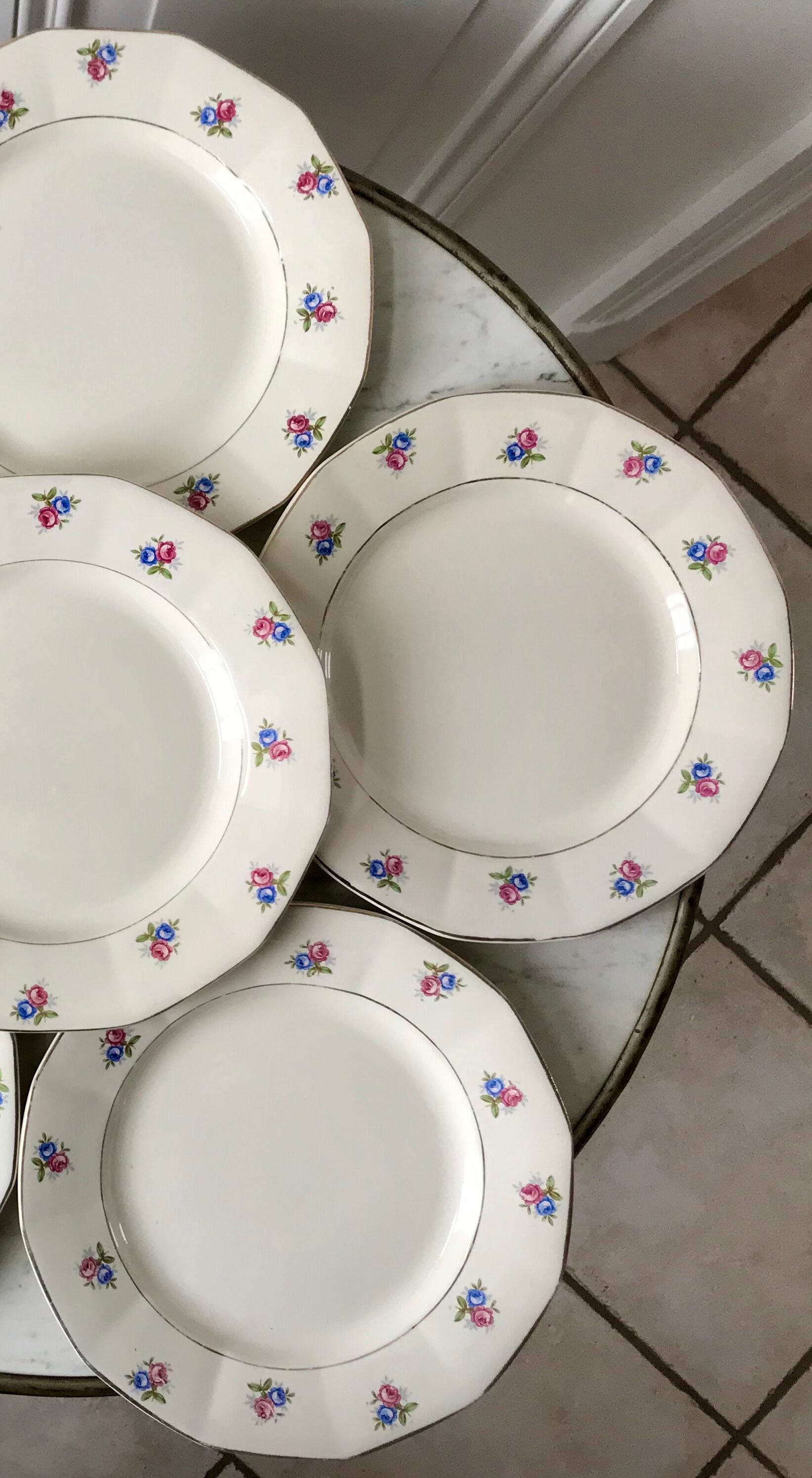 Set of 6 flat plates Digoin Sarreguemines 50s