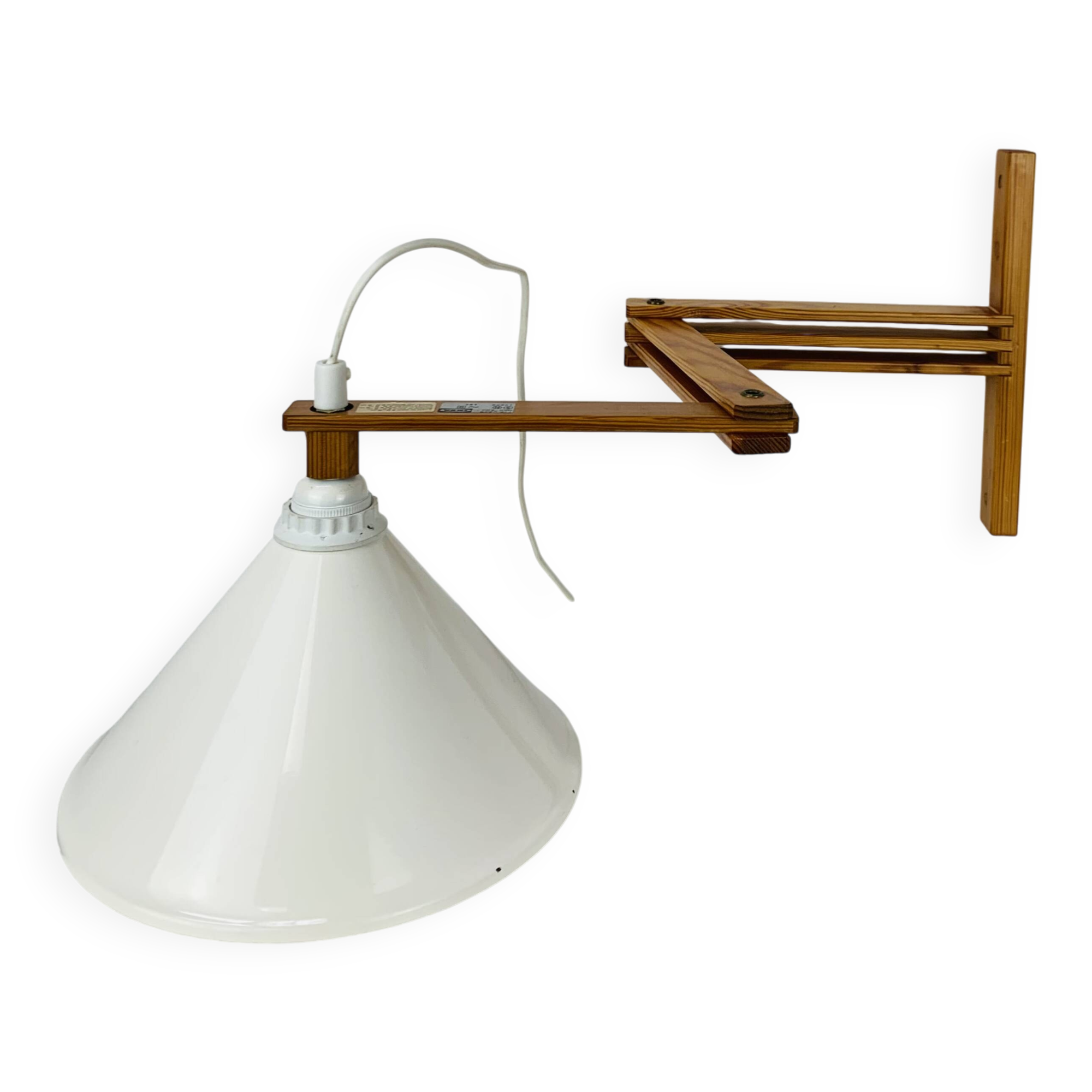 Vintage Ikea pine accordion folding wall lamp, 1980s