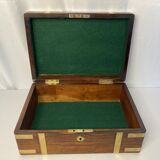 Old travel box solid mahogany writing board and nineteenth century brass