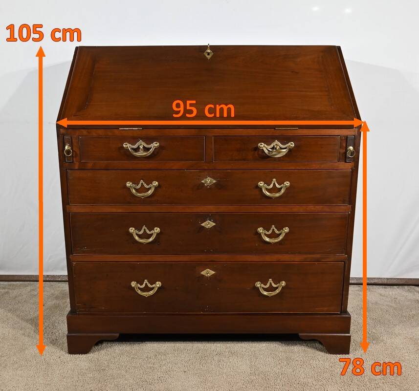 Scribanne chest of drawers in solid mahogany, Georgian period, England – 18th century