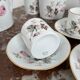 Vintage, coffee service, tea, Limoges, Flowers, cipher, 11 cups and under cups, teapot, 27 pieces
