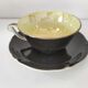 Large black, yellow iridescent and white Art Deco Saint-Amand cup.