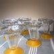 Set of 5 frosted yellow vintage ice cups