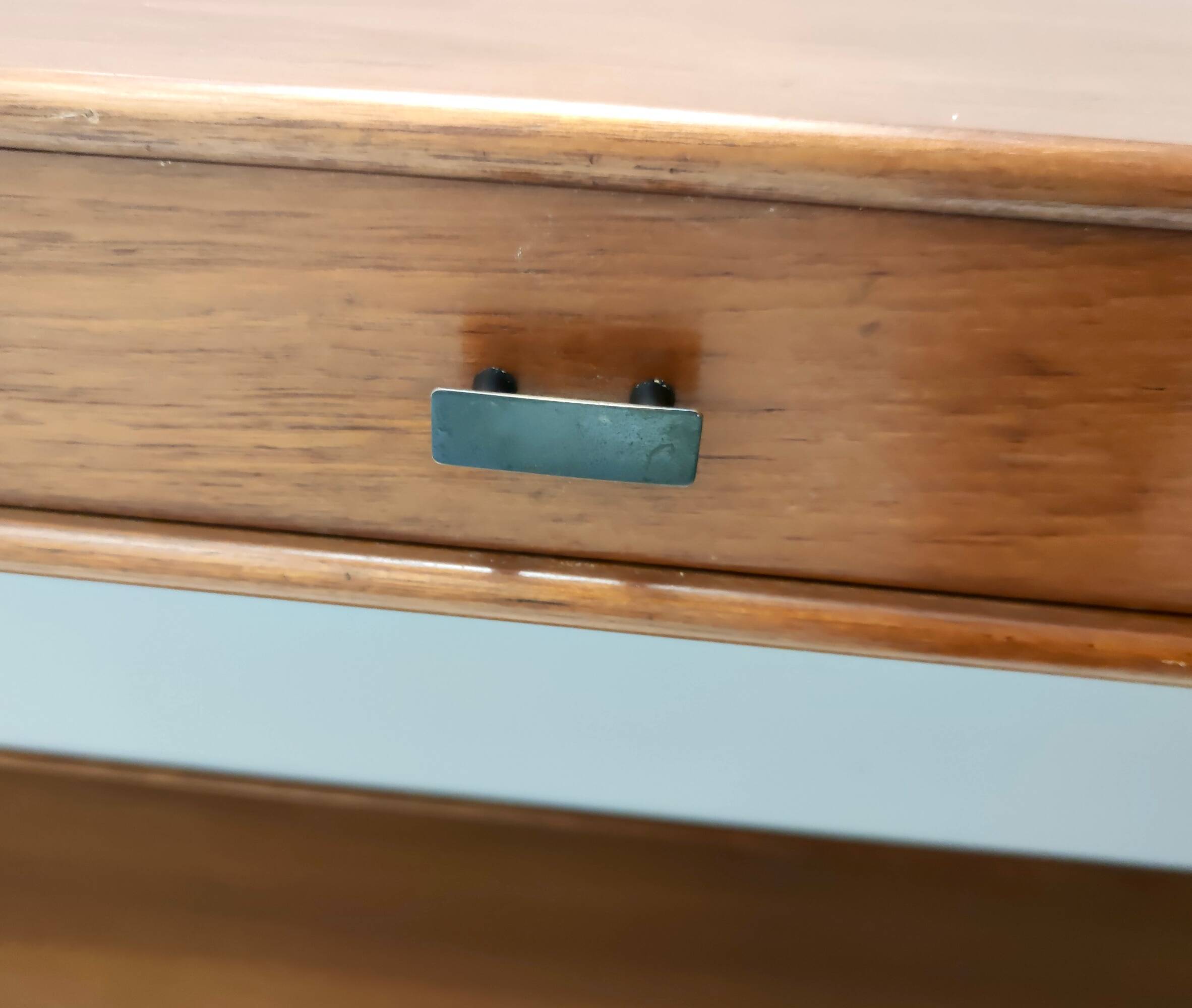 Entryway Set of Wall Mirror, Walnut Console and Bench by Brugnoli, Italy