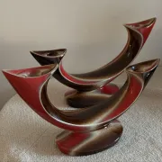 Pair of Mid-Century Vintage Ceramic Double Candlestick Holders Verceam