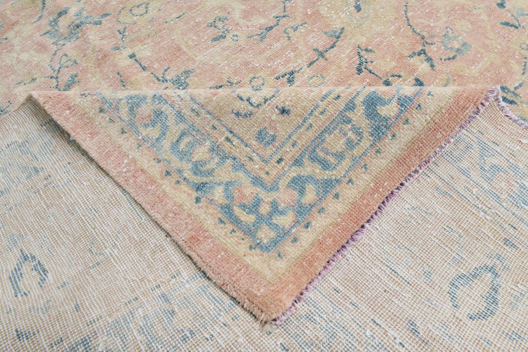 Large Pastel Pink Persian Floral Carpet, 294x382Cm