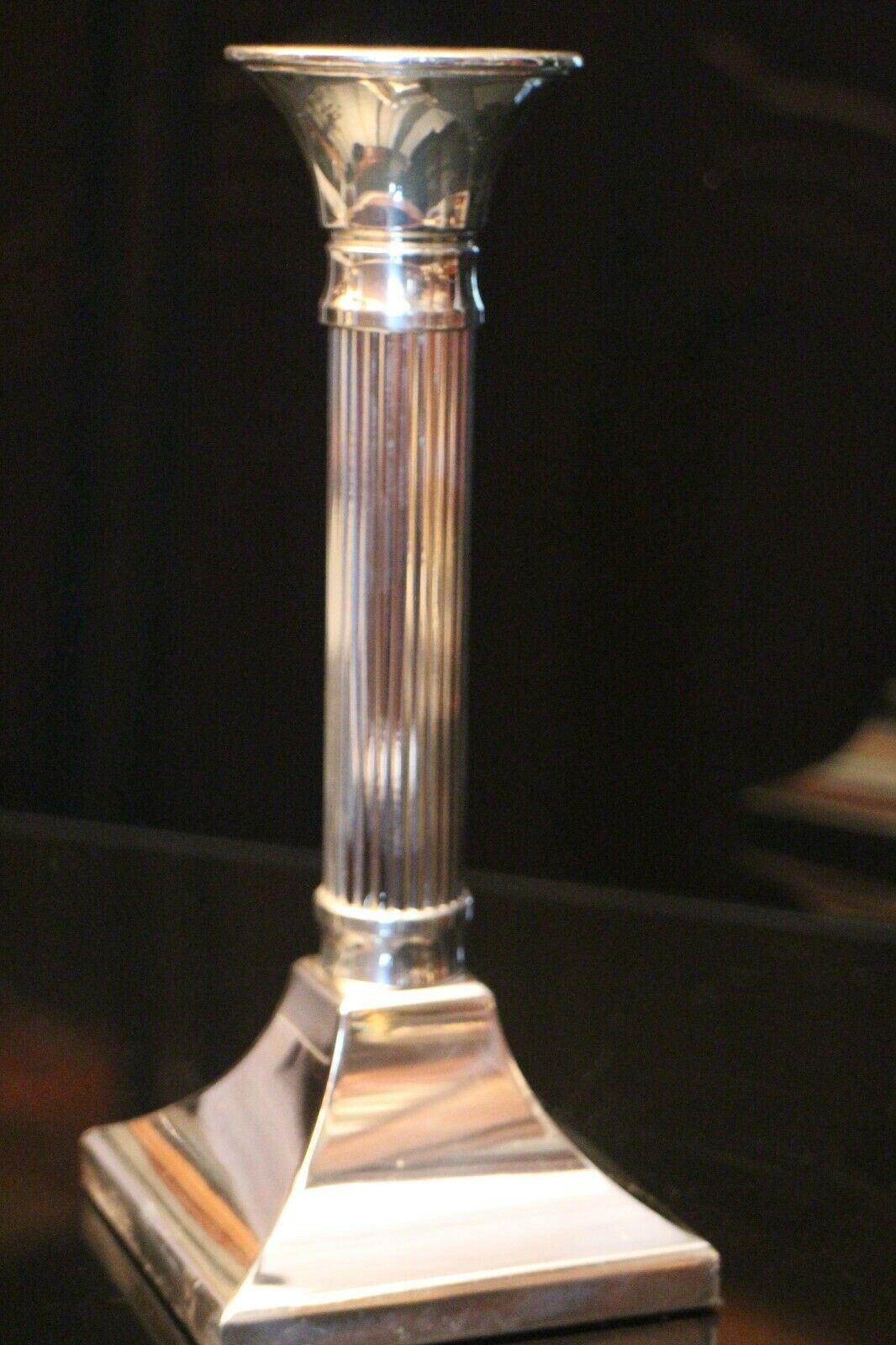 Louis XVI-style silver metal square-shaped candlestick