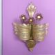 Trio / Set of 3 “Grand Hotel“ sconces by Barovier & Toso, Murano, Italy, 1950s. Venetian glass with gold dust and purple glass flowers
